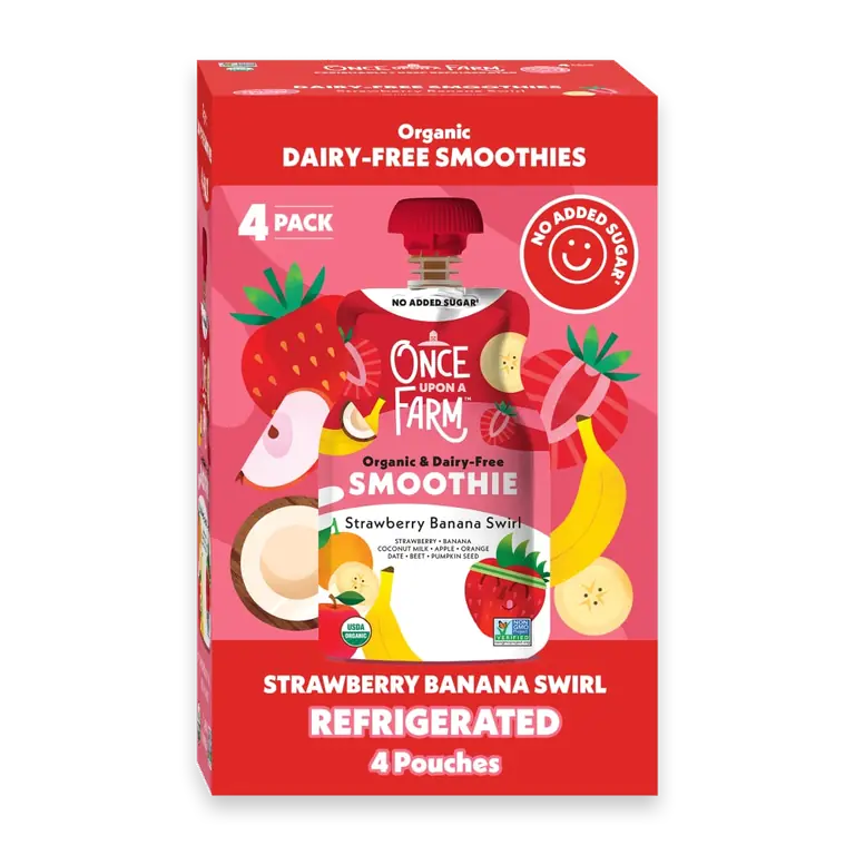 Strawberry Banana Swirl Organic Dairy-Free Kids Smoothie Pouch, 4Ct-4oz