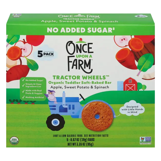 Tractor Wheels Organic Apple/Sweet Pot/Spinach Bars 5 ct
