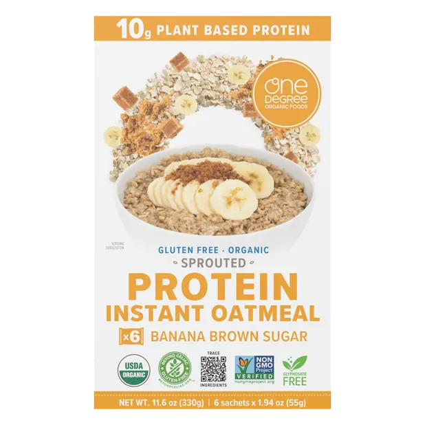 Organic Gluten Free Banana Brown Sugar Protein Oatmeal - 6 ct