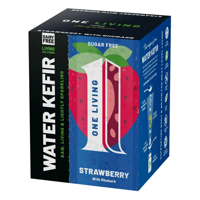 4 x 250ml Strawberry with Rhubarb Water Kefir