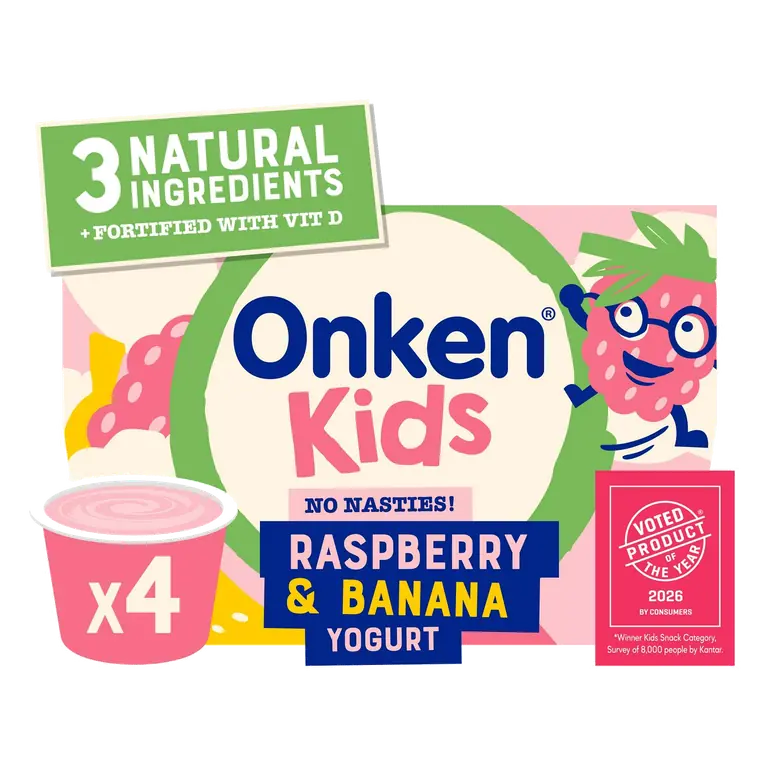 Kids 4 x Raspberry & Banana Yogurt 90g
