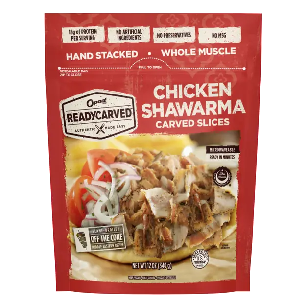 Opaa! Ready Carved Chicken Shawarma Slices.