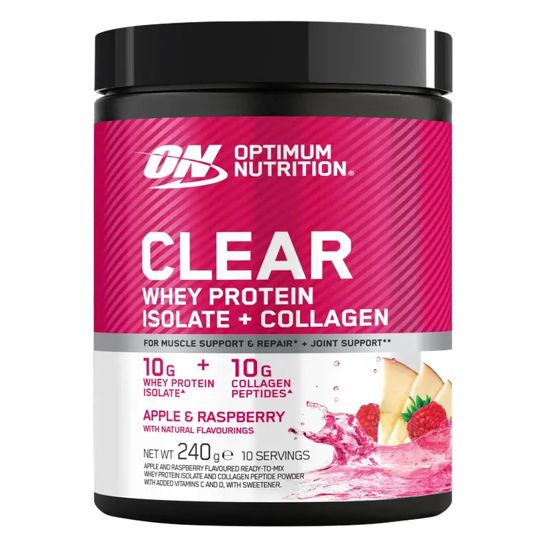 Clear Whey Protein Isolate + Collagen Powder Apple & Raspberry 240g