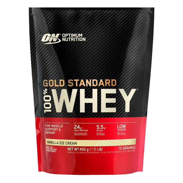 Nutrition Gold Standard Whey Protein Powder Vanilla Ice Cream Flavour 15 servings 450g