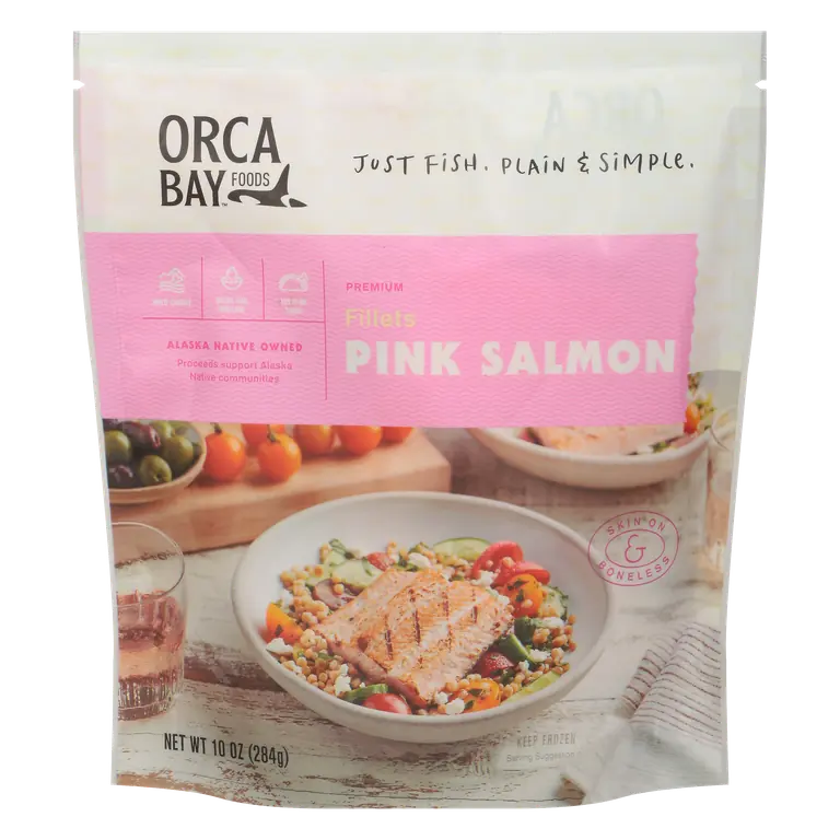 Wild Caught Boneless Skin-On Pink Salmon Fillets Frozen