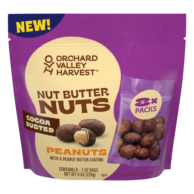Orchard Valley Harvest Nut Butter Nuts Cocoa Dusted Peanuts with a Peanut Butter Coating 8 - 1 oz Bags