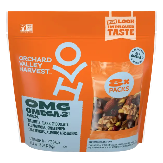Omg Omega-3 Walnuts, Dark Chocolate Blueberries, Sweetened Cranberries, Almonds & Pistachios Mix