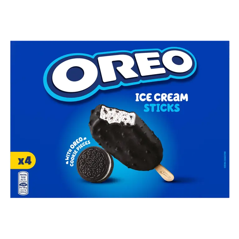 Oreo 4 Ice Cream Sticks with Oreo Cookie Pieces 4 x 90ml (360ml)