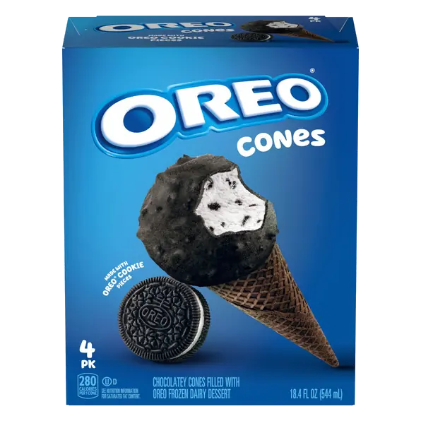 Chocolatey Cones Filled with Oreo Frozen Dairy Dessert