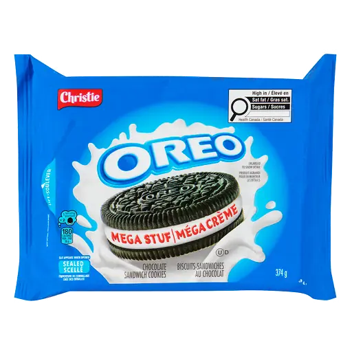 Christie Oreo Chocolate Sandwich Cookies Mega Stuf 374 g