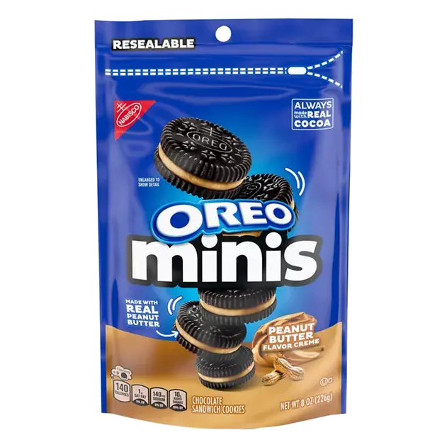 Minis Peanut Butter Flavor Creme Chocolate Sandwich Cookies