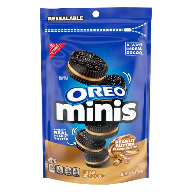 Minis Peanut Butter Flavor Creme Chocolate Sandwich Cookies