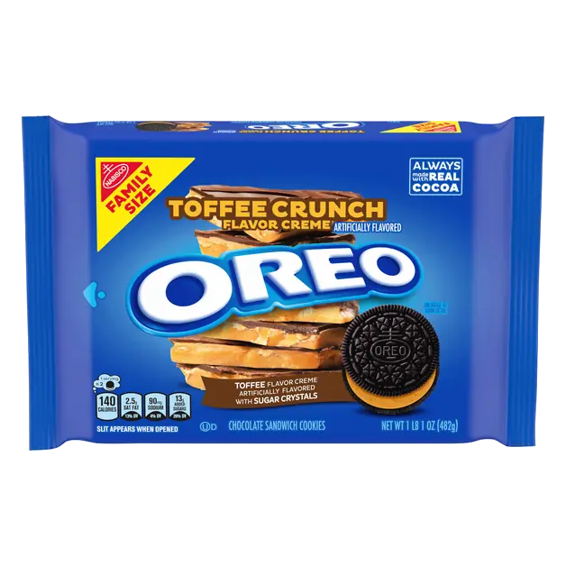 Toffee Crunch Flavor Creme Chocolate Sandwiches Cookies Family Size
