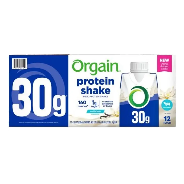 Orgain 30g High Protein Shake, Vanilla Bean 11 Fl oz,12 Count