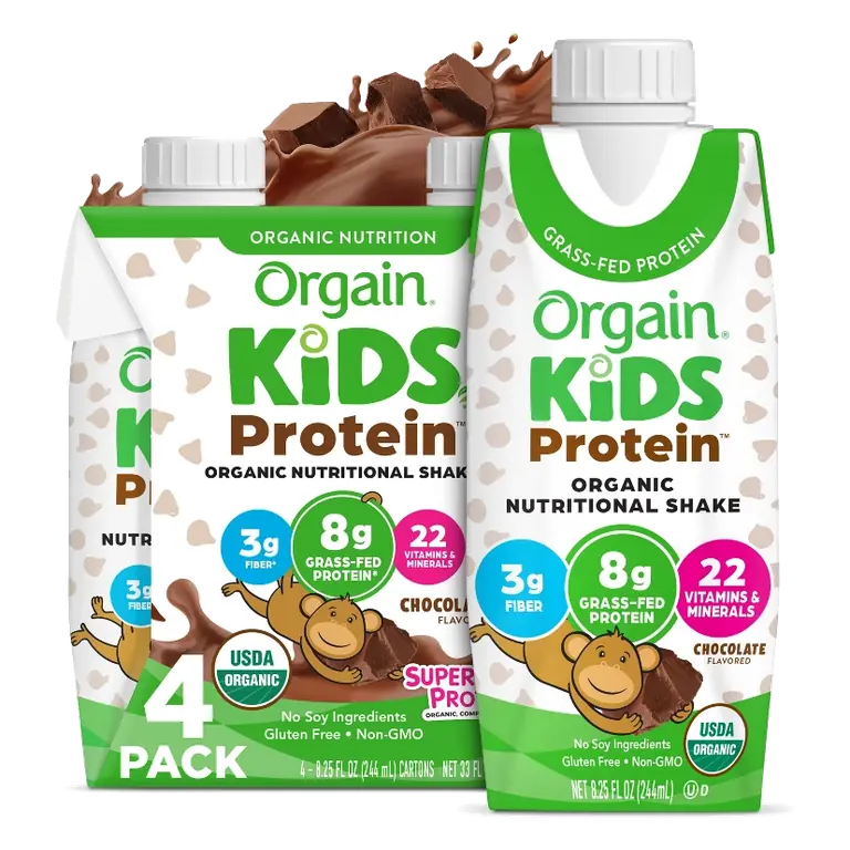 Orgain Organic ' Nutritional Protein Shake 22 Vitamins & Minerals Chocolate Flavored, 4pk/8.25 fl oz Cartons