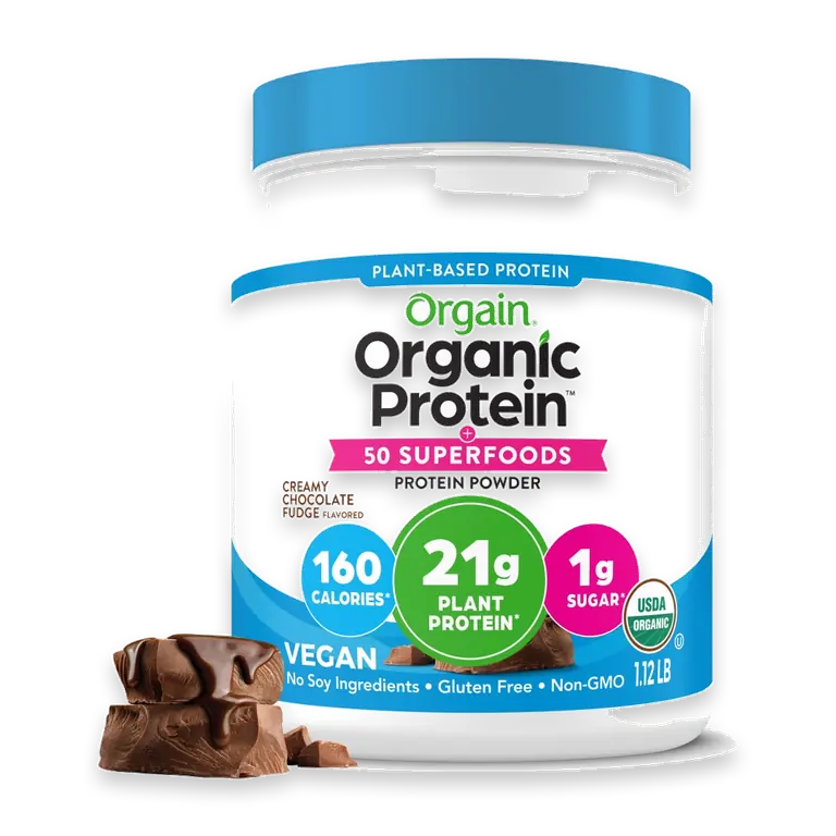 Organic Vegan 21g Protein Powder + 50 Superfoods, Creamy Chocolate Fudge