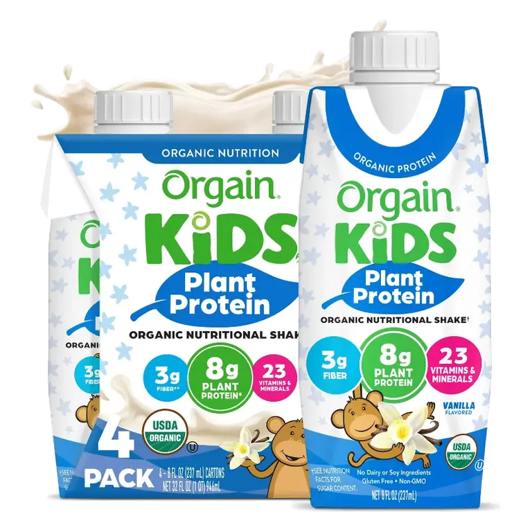 Orgain ' Plant Based Vanilla Protein Shake, 4pk/8.25 fl oz: 8g Protein, Non-Caffeinated