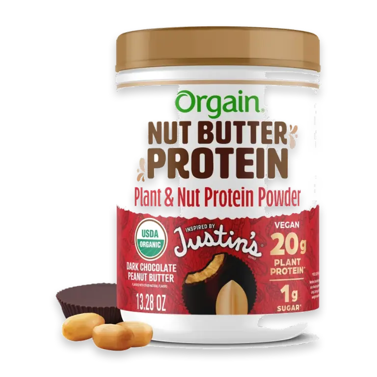 X JUSTIN’S Organic Plant & Nut Butter 20g Vegan Protein Powder, Dark Chocolate Peanut Butter