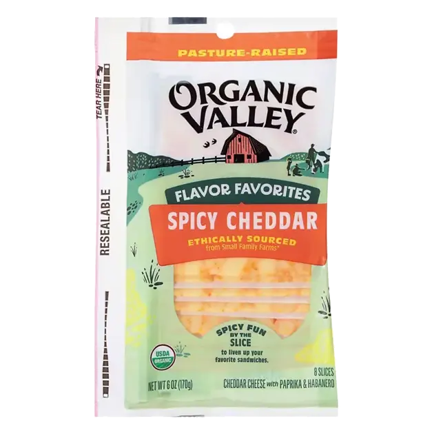 Pasture-Raised Spicy Cheddar Cheese Slices