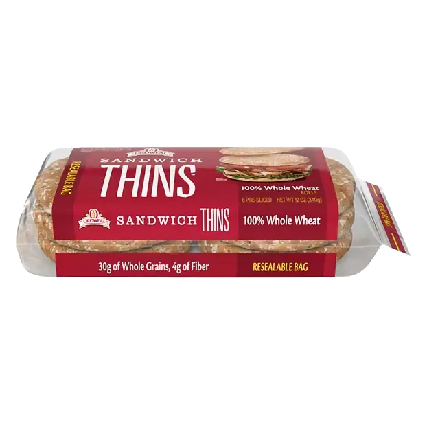 100% Whole Wheat Sandwich Thins Rolls, 100% Whole Wheat