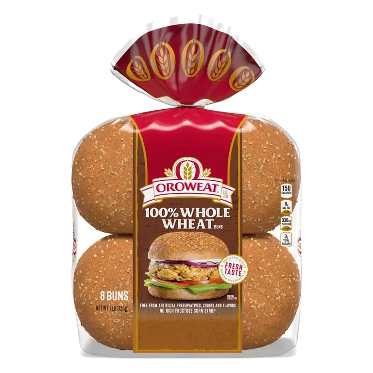 Oroweat 100%Whole Wheat Hamburger Buns, 16oz