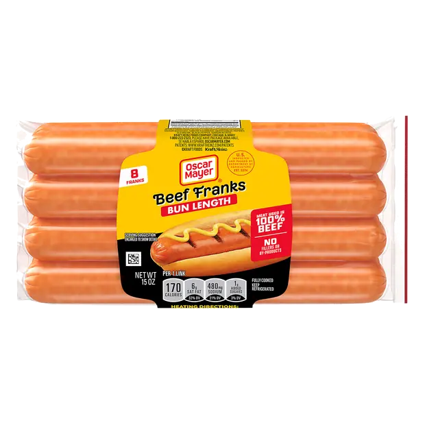 Bun Length Uncured Beef Franks - 8 ct