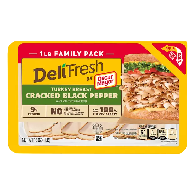 Deli Fresh Cracked Black Pepper Turkey Breast Sliced Family Pk