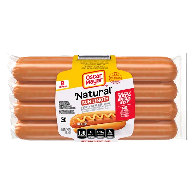 Natural Bun Length Uncured Angus Beef Franks - 8 ct