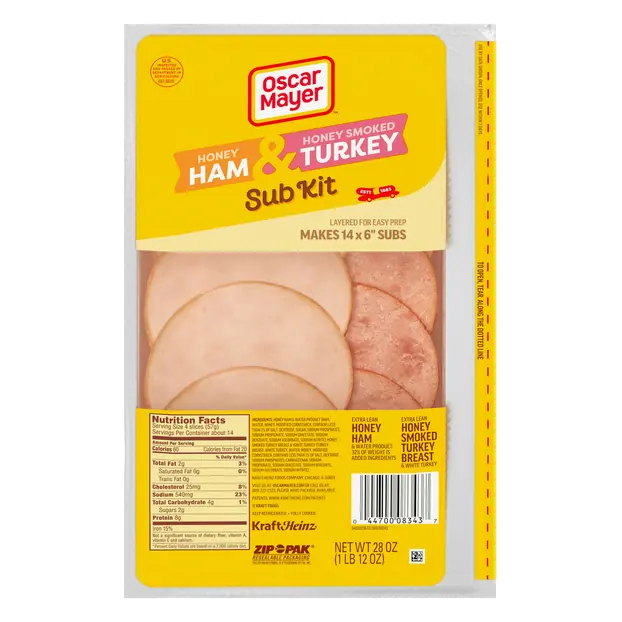Sub Kit Honey Ham & Honey Smoked Turkey Sliced