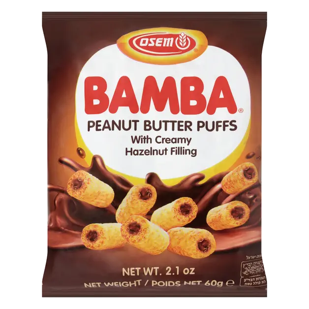 Bamba Peanut Butter Puffs with Creamy Hazelnut Filling