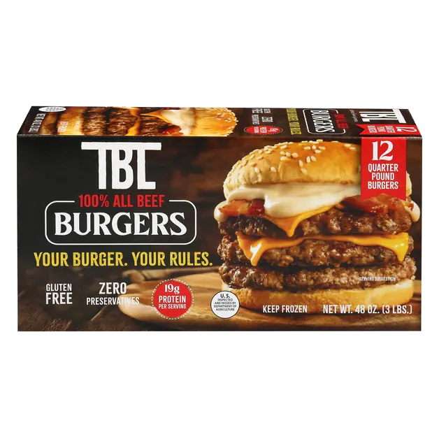 1/4 lb All Beef Burgers - 12 ct Frozen