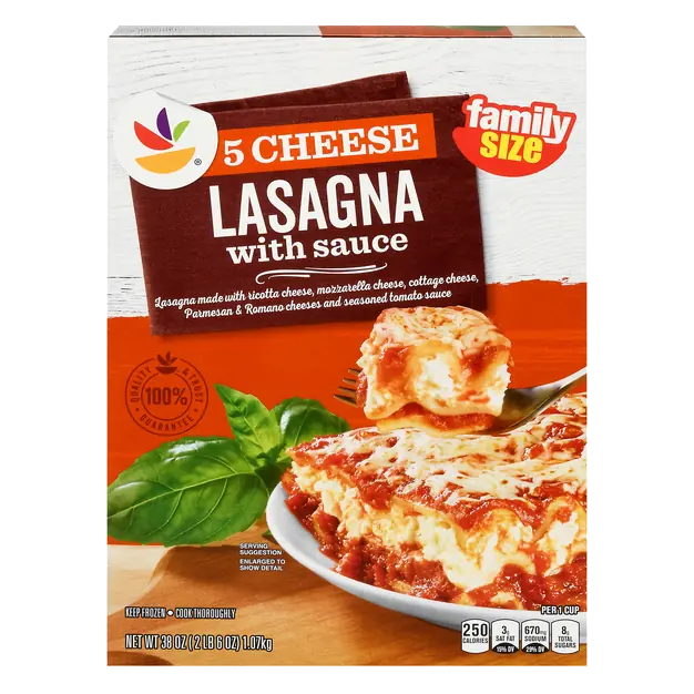 5 Cheese Lasagna with Sauce Family Size Frozen Meal