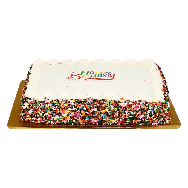 Bakery Happy Birthday Chocolate Cake w/White Border 1/4 Sheet