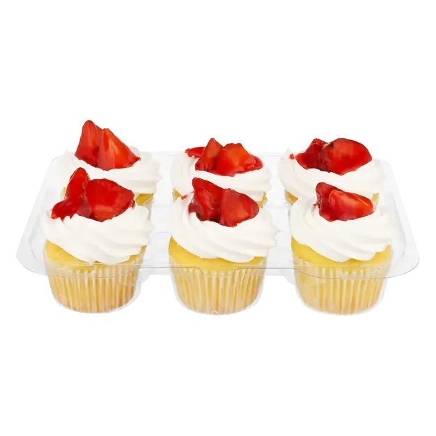 Bakery Yellow Cupcakes with Fresh Strawberries - 6 ct