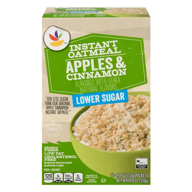 Lower Sugar Apples & Cinnamon Instant Oatmeal - 10 ct