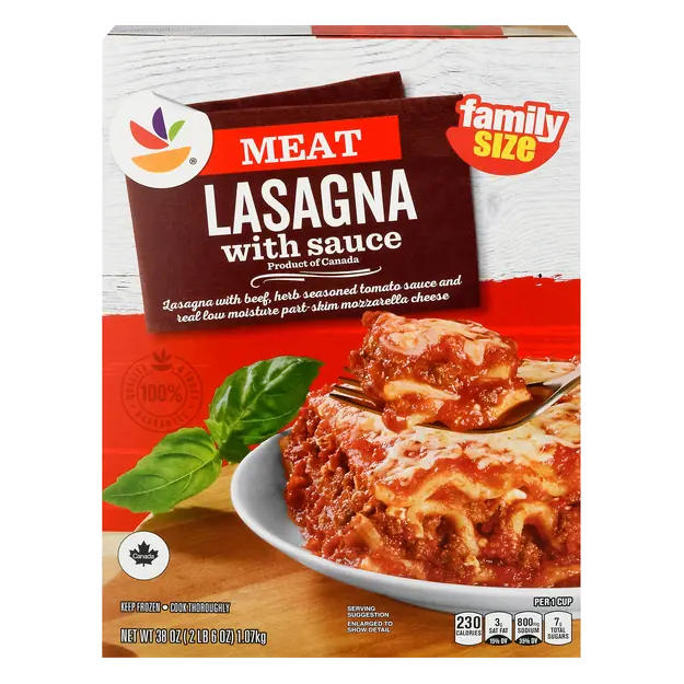 Meat Lasagna with Sauce Family Size Frozen Meal