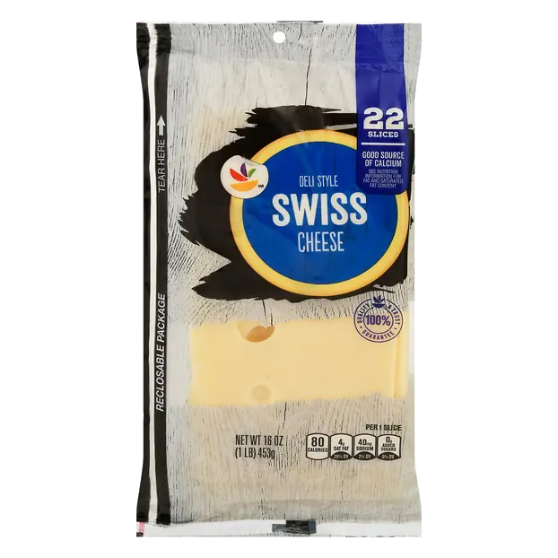 Natural Aged Swiss Cheese Slices - 22 ct