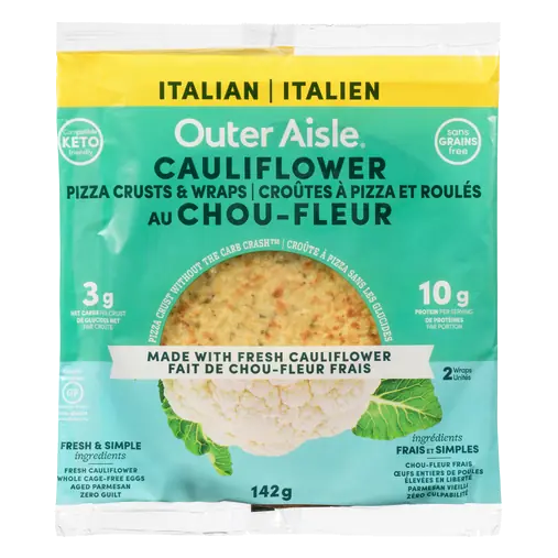 Frozen Cauliflower Pizza Crusts & Wraps Italian 142 g