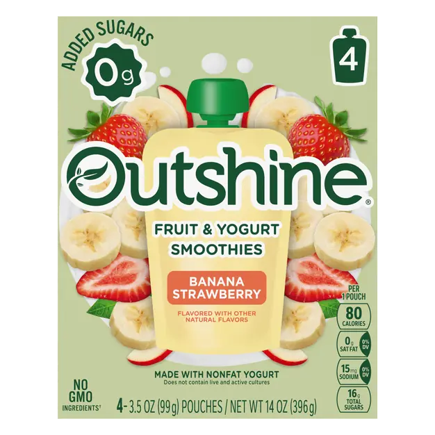 Banana Strawberry Fruit & Yogurt Smoothie Pouches - 4 ct