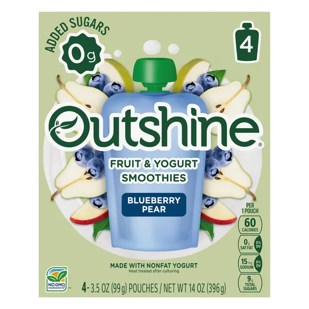 Blueberry Pear Fruit & Yogurt Smoothies Pouches - 4 ct