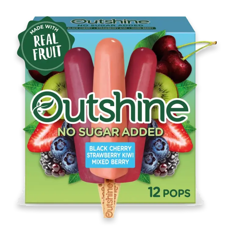 No Sugar Added Black Cherry, Strawberry Kiwi, and Mixed Berry Frozen Fruit Pops, 12 Count