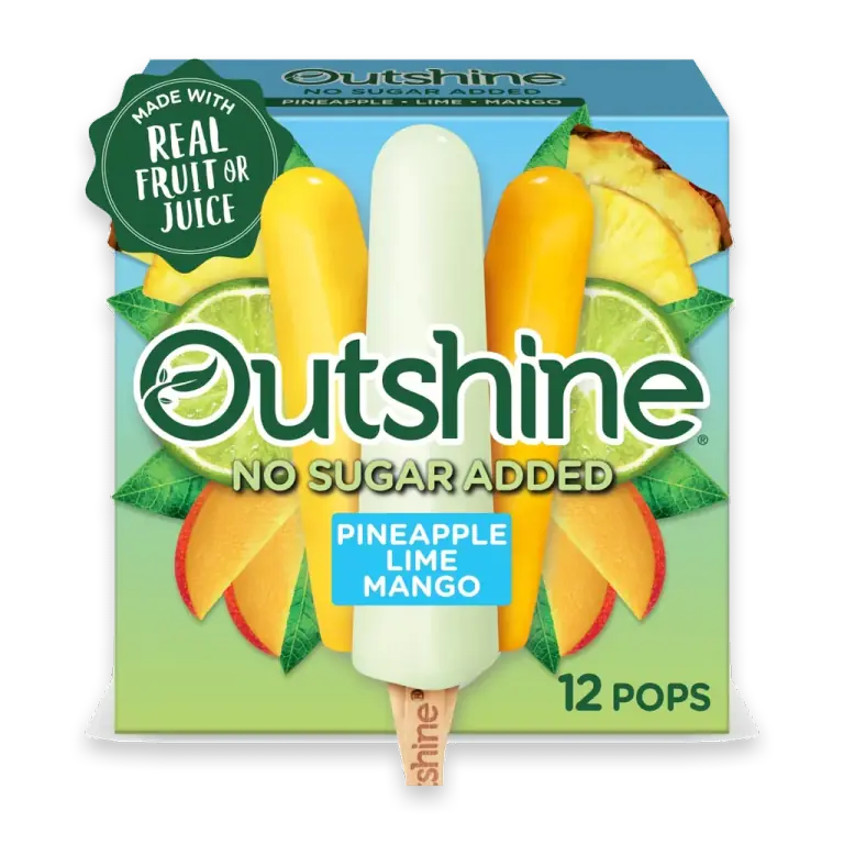 No Sugar Added Pineapple, Lime, and Mango Frozen Fruit Mini Pops, Variety Pack, 12 Count
