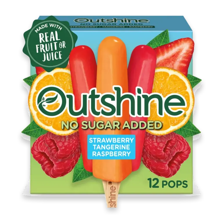 No Sugar Added Strawberry, Tangerine, and Raspberry Frozen Fruit Pops, 12 Count