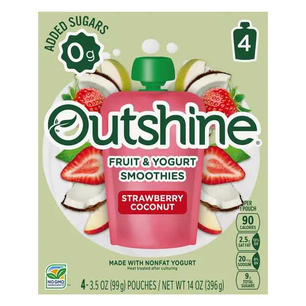 Strawberry Coconut Fruit & Yogurt Smoothies Pouches - 4 ct