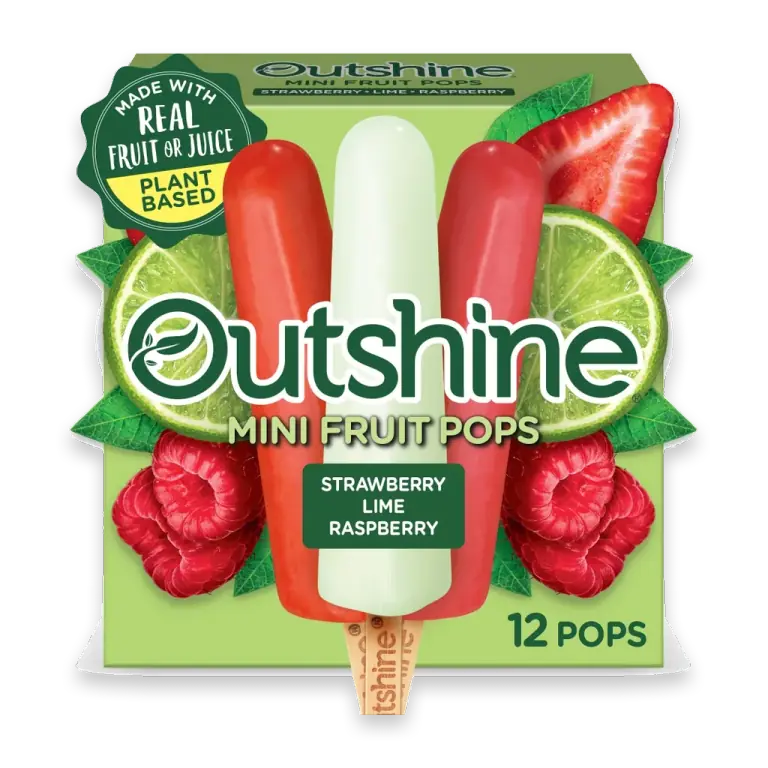 Strawberry, Lime, and Raspberry Frozen Mini Fruit Pops,Variety Pack, 12 Count