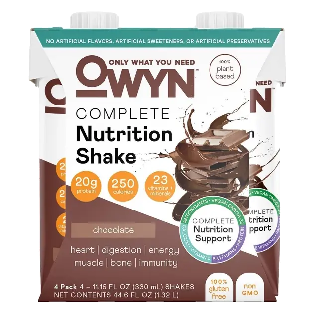OWYN Complete Nutrition Dairy Free Protein Shake Chocolate Non-Caffeinated, 44.6 fl oz/4pk
