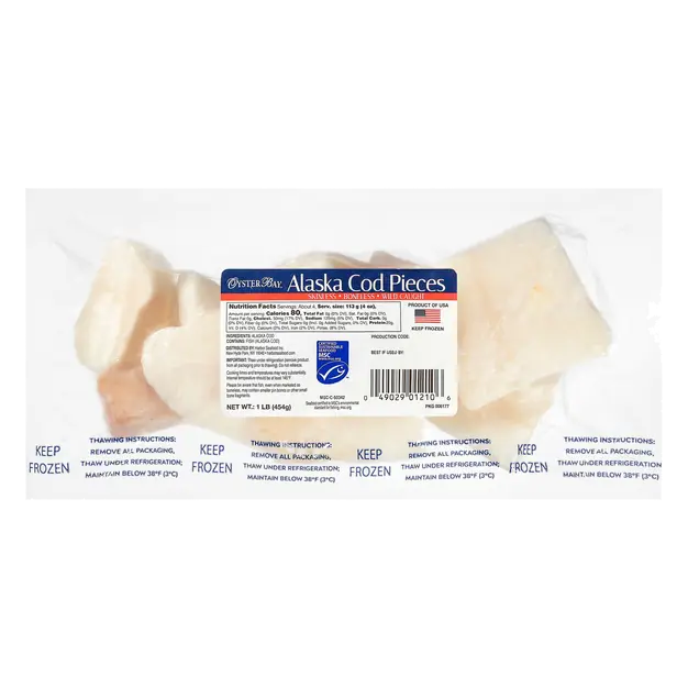 Wild Caught Boneless Skinless Alaska Cod Pieces Frozen