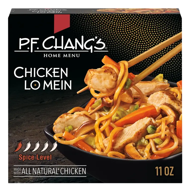 Chicken Lo Mein Noodle Bowl with Chicken Breast, Carrots, Scallions, Cabbage and Shiitake Mushrooms in a Savory Soy and Garlic Sauce