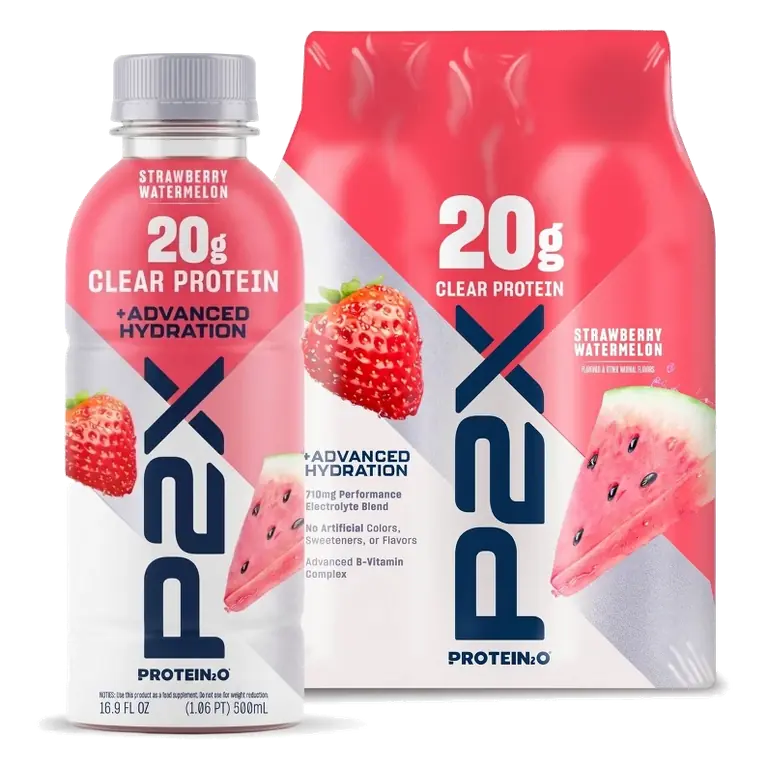 P2X Advanced Hydration 20g Clear Protein Drink With 710mg of Electrolytes - Strawberry Watermelon - 4pk/67.6oz