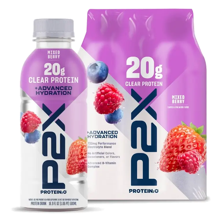 P2X Advanced Hydration 20g Clear Protein Drink With 720mg of Electrolytes - Mixed Berry - 4pk/67.6oz